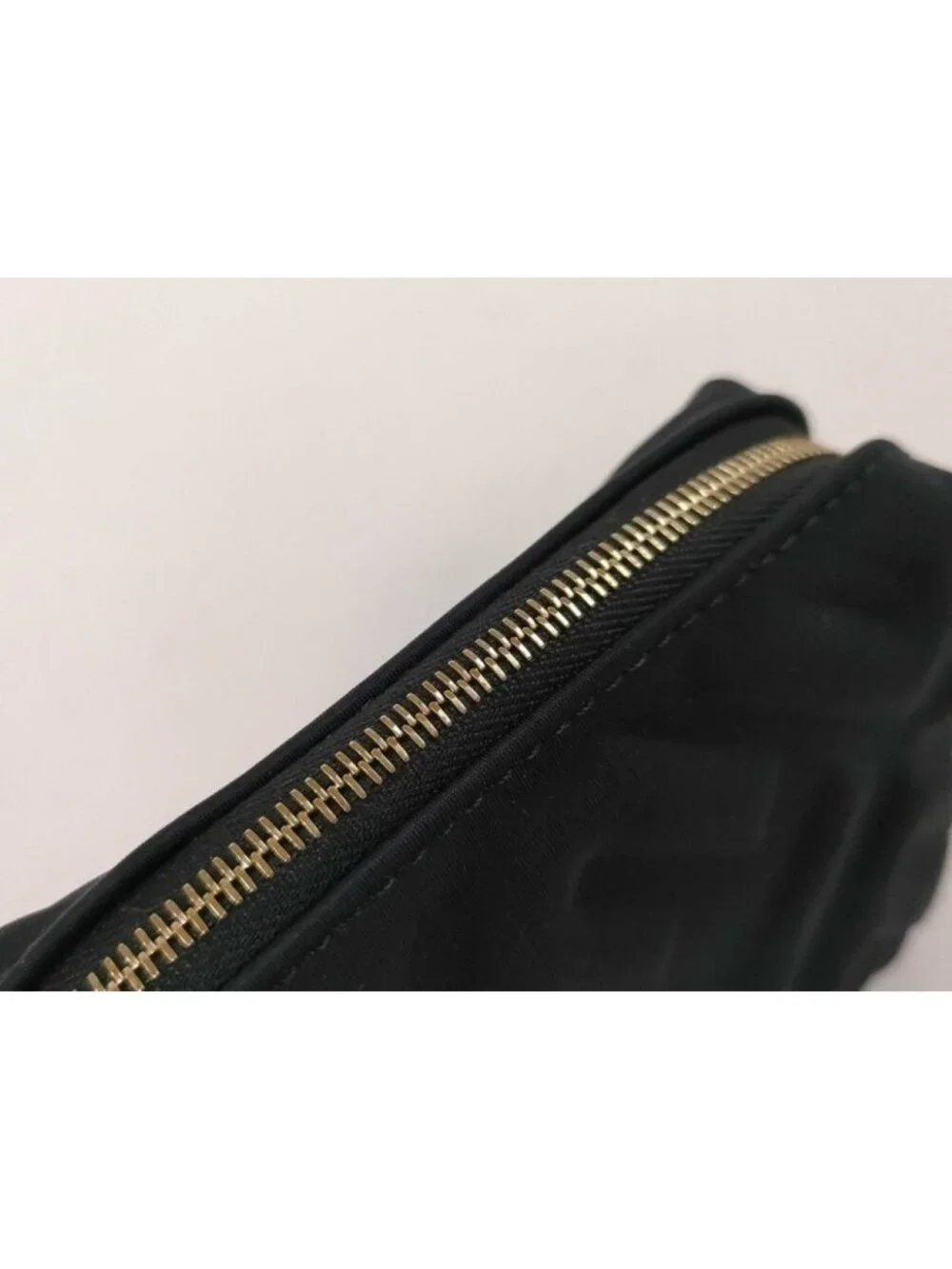 Fendi Pouch Makeuppouch Black Canvas FF Embossed Gold